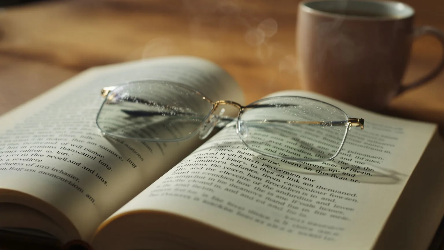 Fogged reading glasses on open book, representing where non dual awareness understanding goes off-track