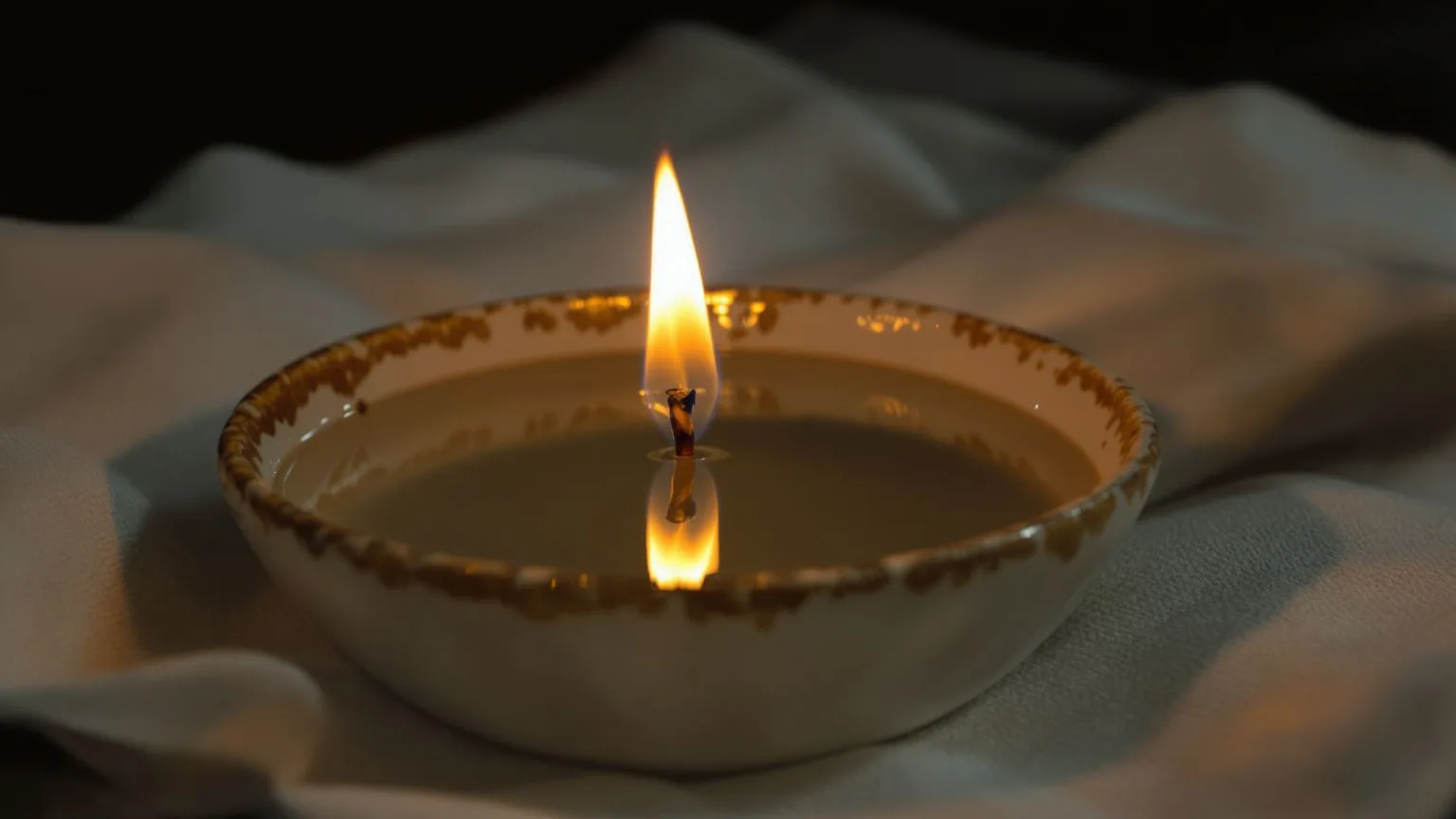 Candle flame reflected in still water representing nervous system calm through somatic grounding techniques