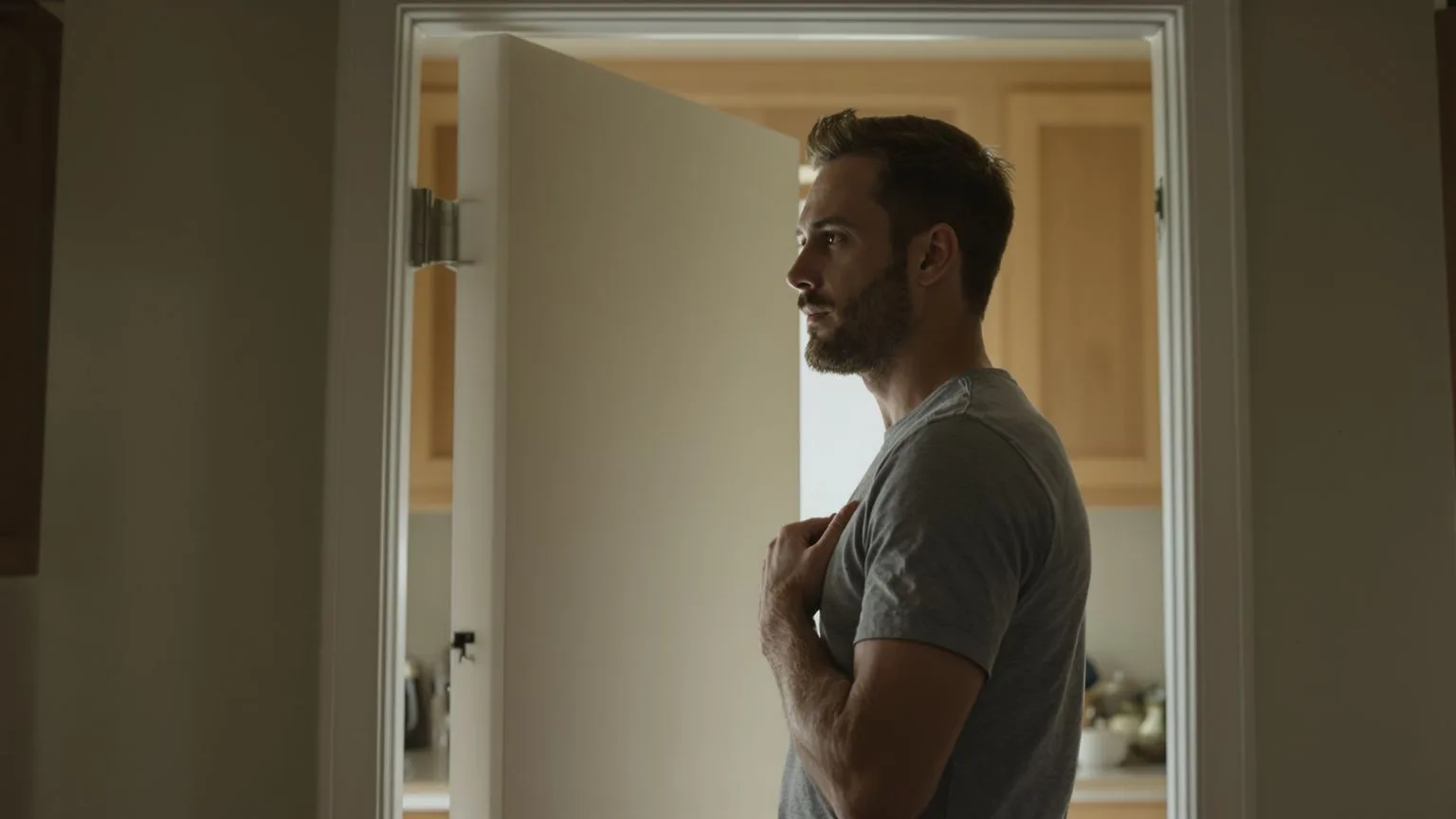 Man with hand on chest standing in kitchen doorway starting with a body map for nervous system regulation