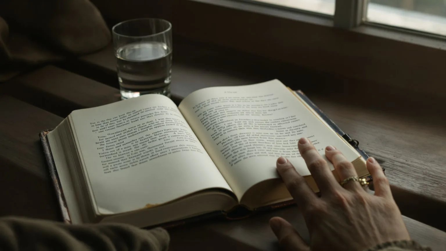 Worn journal and relaxed hand on wooden bench showing what changes after weeks of somatic body practice