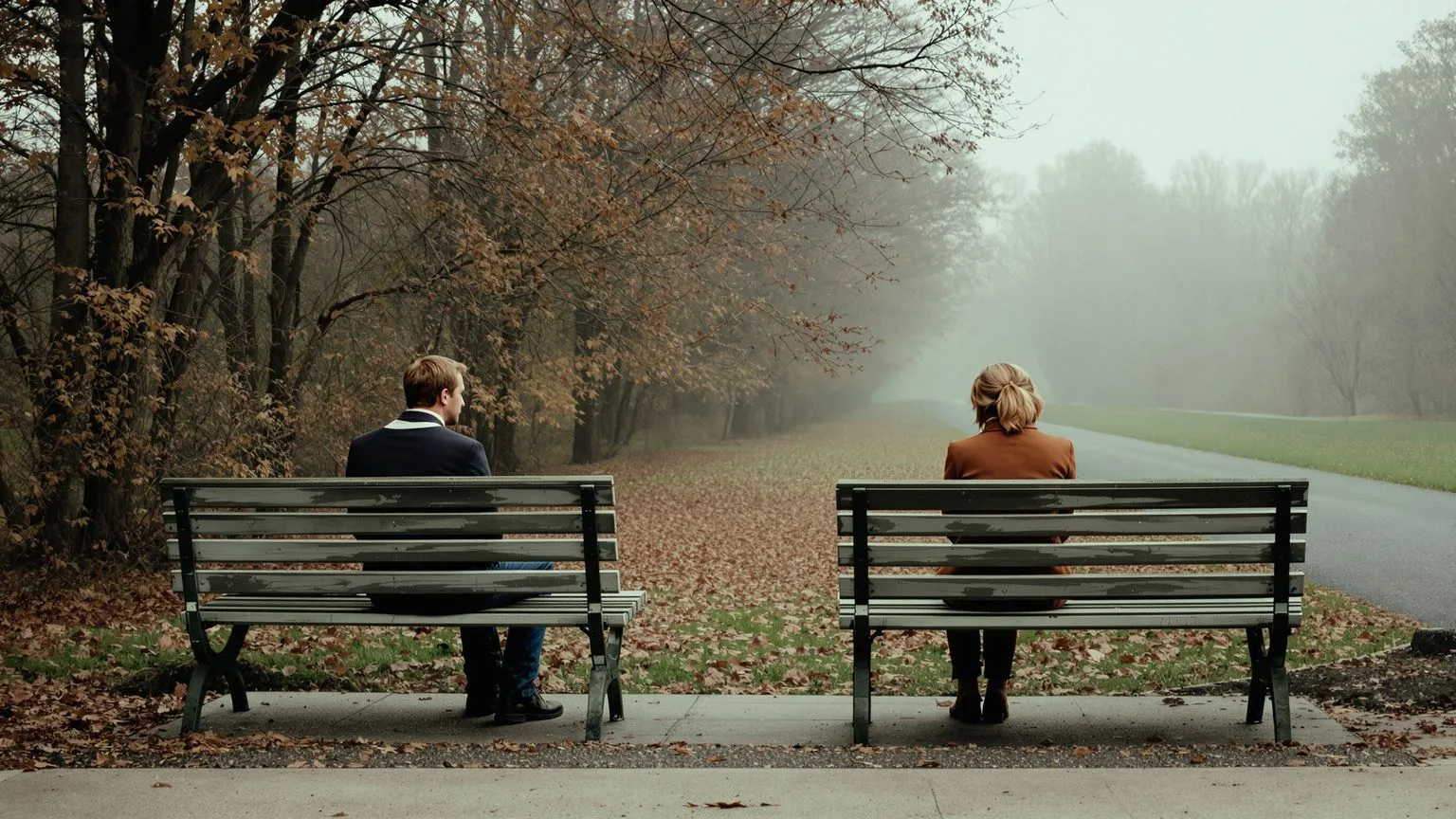 Two people on park bench with space between them showing why most advice collapses in real conversations