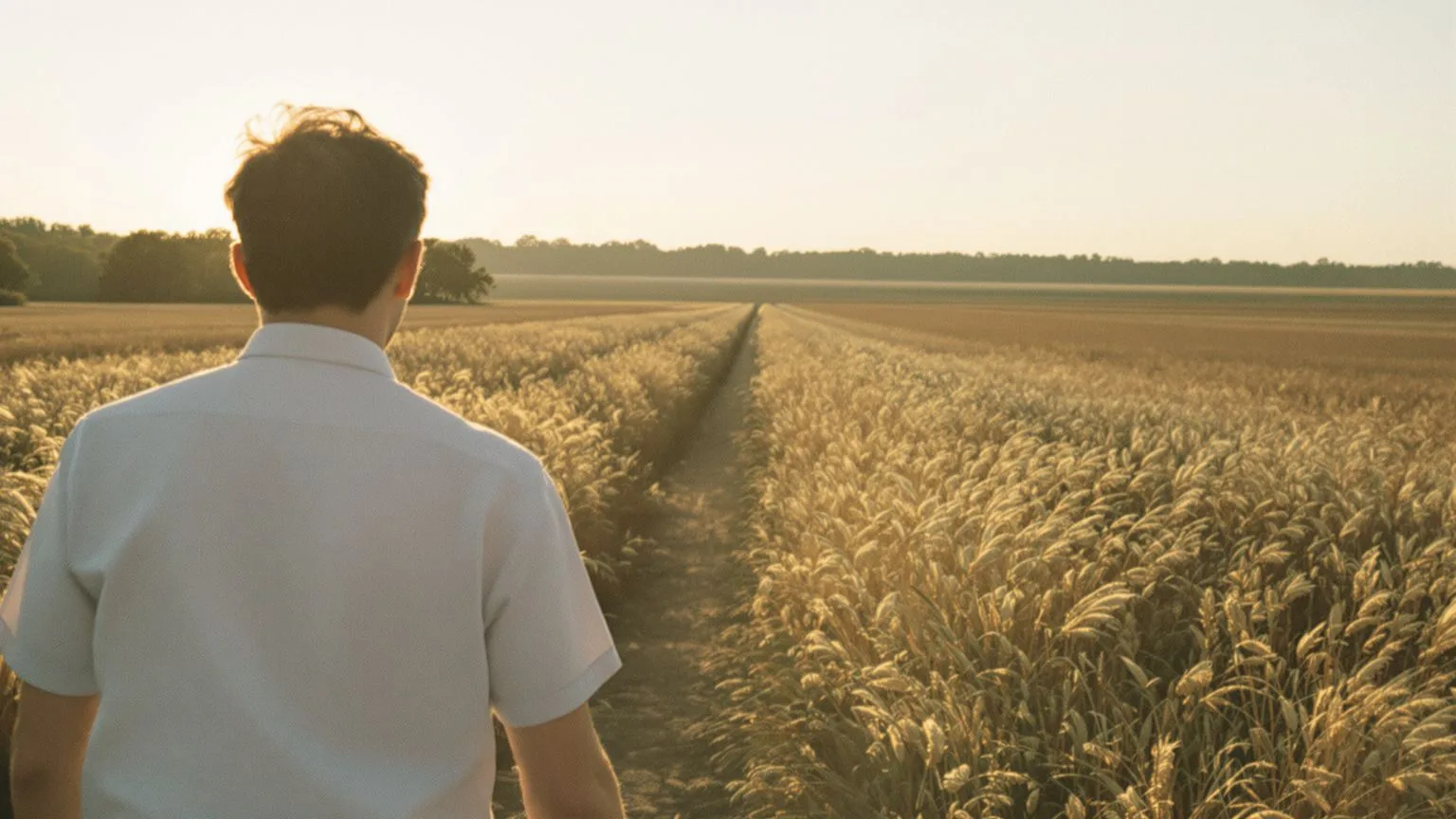 Two people walking side by side on a meadow path at golden hour, embodying emotional safety in relationships