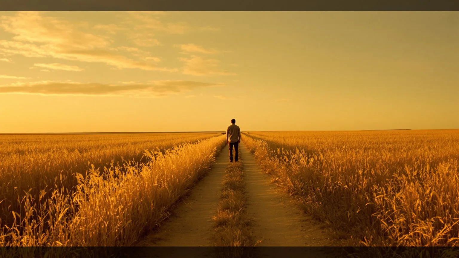 Man standing on dirt path through tall grass at golden hour showing signs of emotional suppression i Man standing on dirt path through tall grass at golden hour showing signs of emotional suppression in tense posture