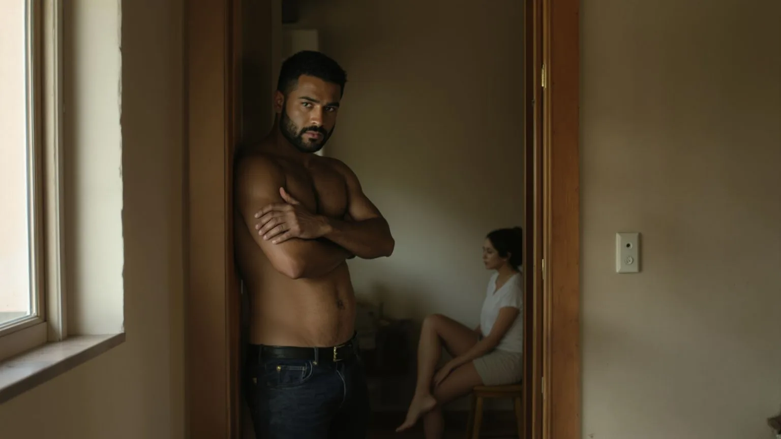 Two people sharing quiet stillness in a doorway, body-first practice for emotional recognition