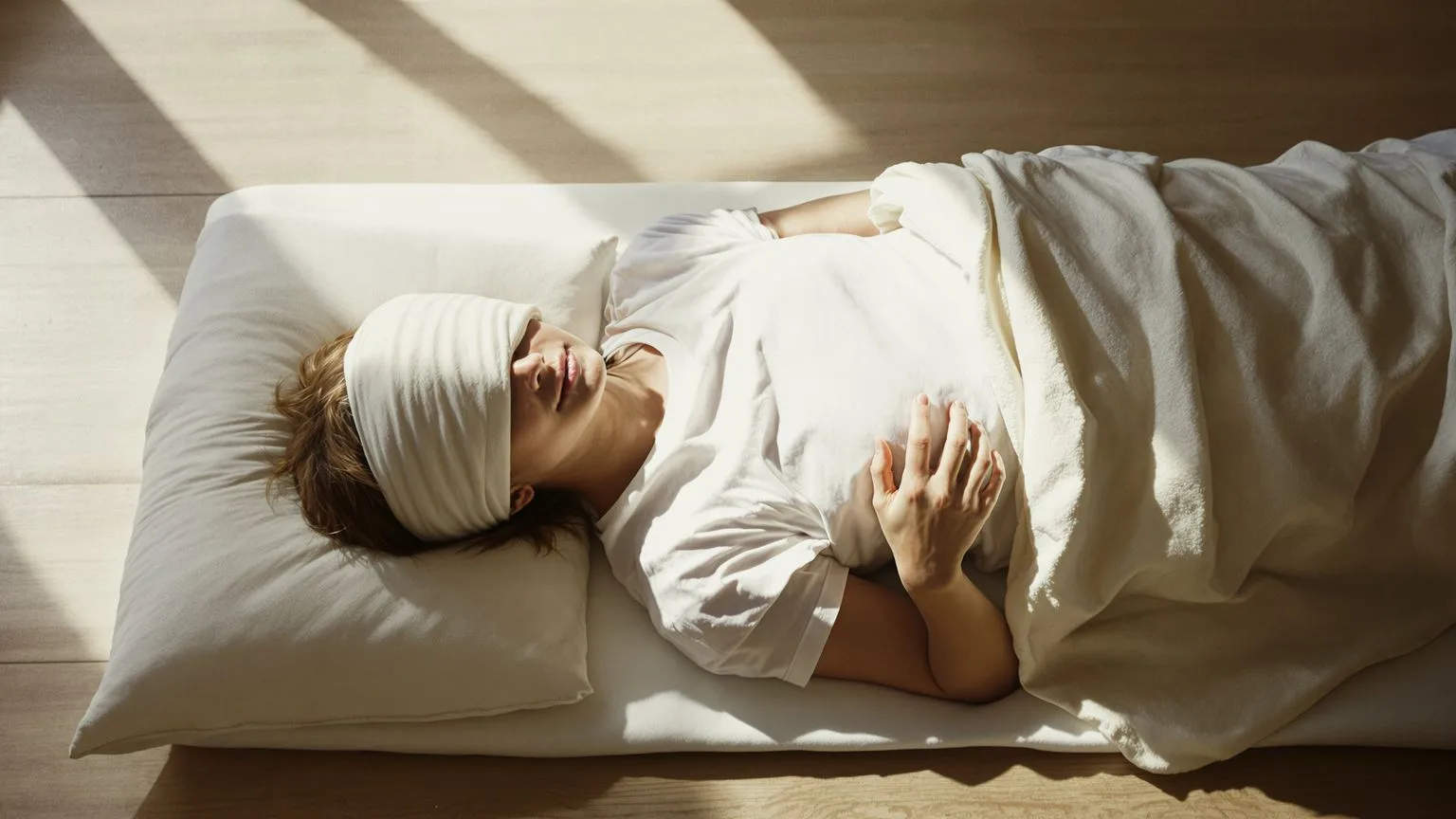 Person in Feeling Session posture on wooden floor, practicing what to do when feeling spiritually lost