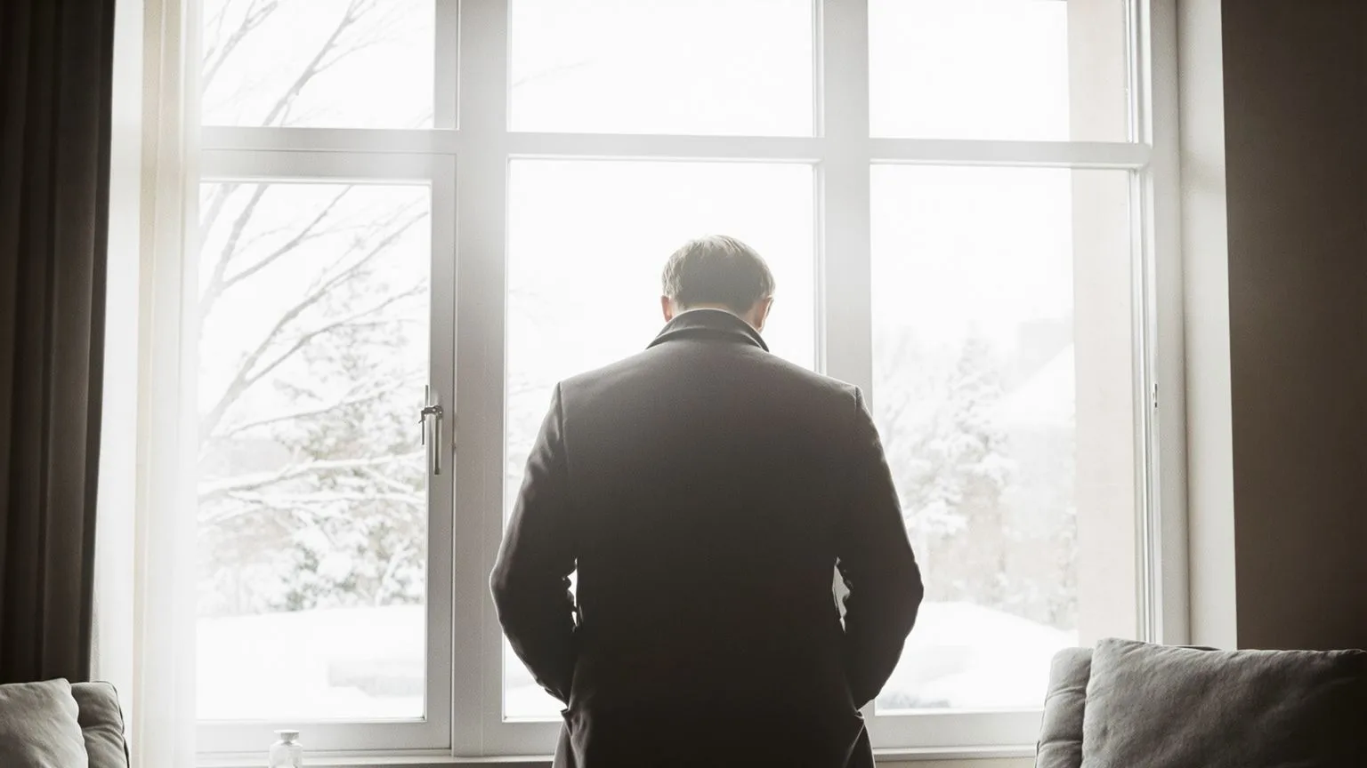 Person at window in quiet contemplation about spiritual and clinical depression differences