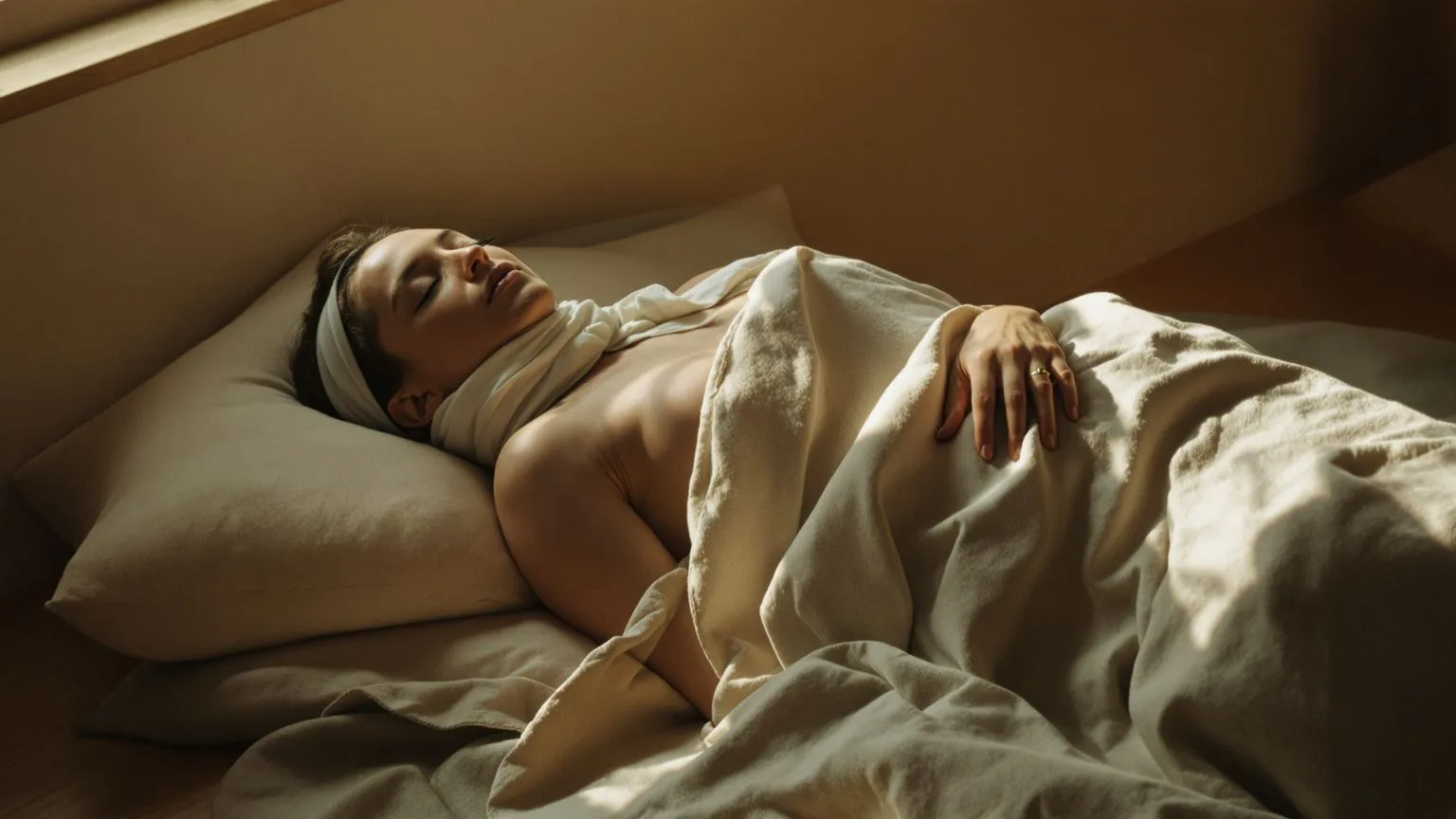 Person in relaxed body protocol position on wooden floor, practicing how to feel safe in body spirituality