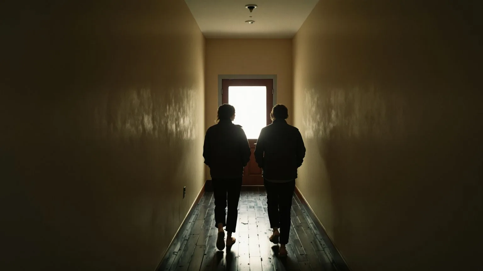 Two people walking together down hallway, embodying daily life practices for spiritual body safety