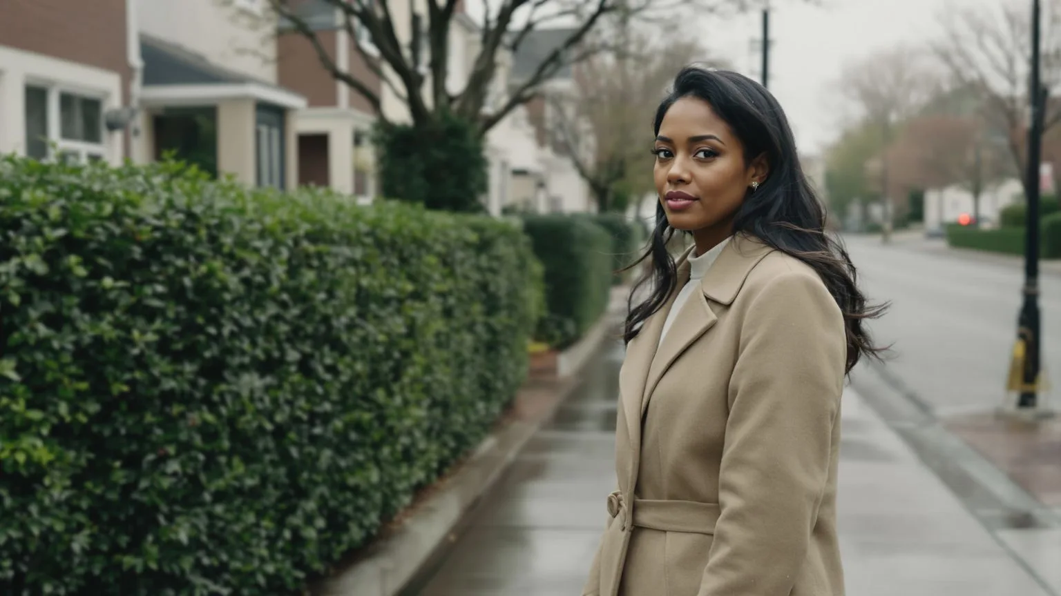 Woman standing still on quiet wet residential street illustrating what is emotional manipulation feels like before naming it