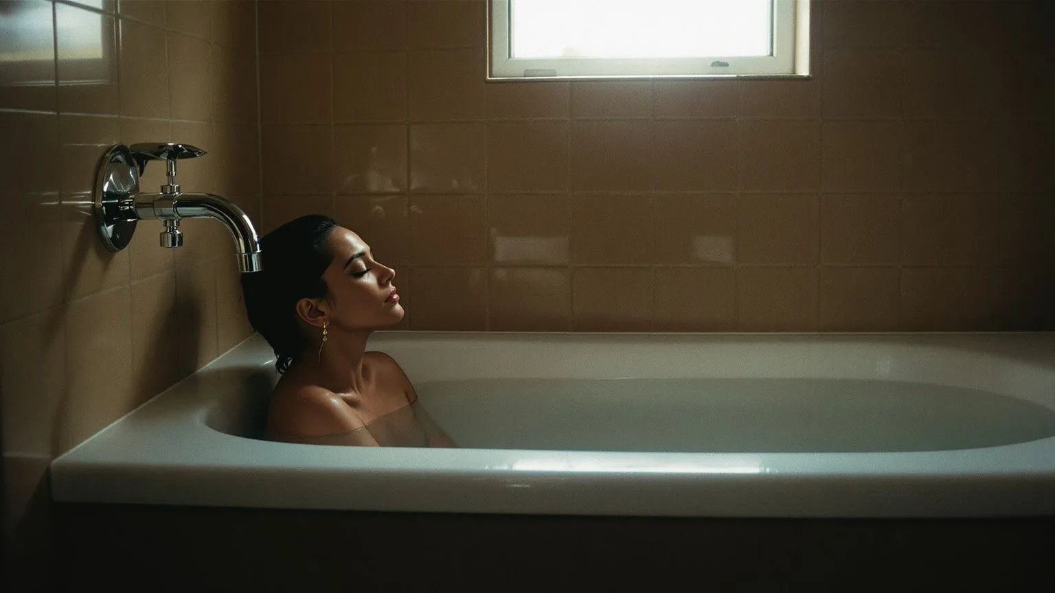 Person in quiet bath with eyes closed, finding inner clarity about personal boundaries and self-care Person in quiet bath with eyes closed, finding inner clarity about personal boundaries and self-care