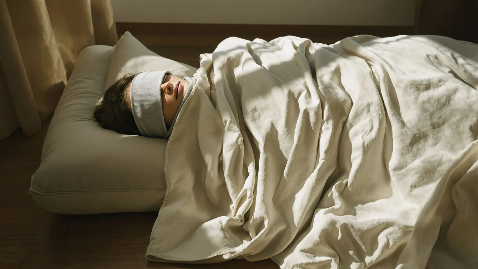Person lying in relaxed position on floor, exploring internal body awareness for healthy boundary se Person lying in relaxed position on floor, exploring internal body awareness for healthy boundary setting